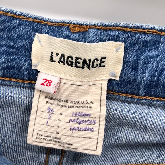 L'Agence Jeans Sz 28 El Matador Slim High Rise Ripped Distressed Raw Hem Cropped - Picture 7 of 8